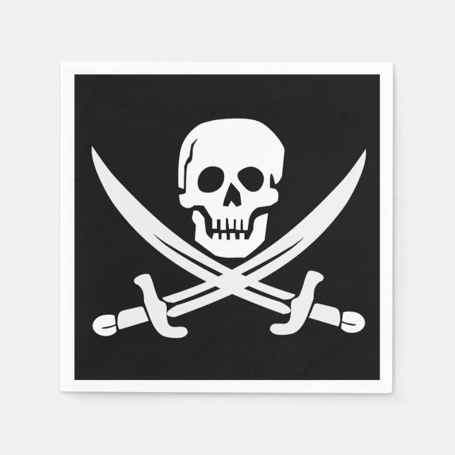 PIRATE FLAG SKULL CROSSBONES PAPER NAPKINS (Front)