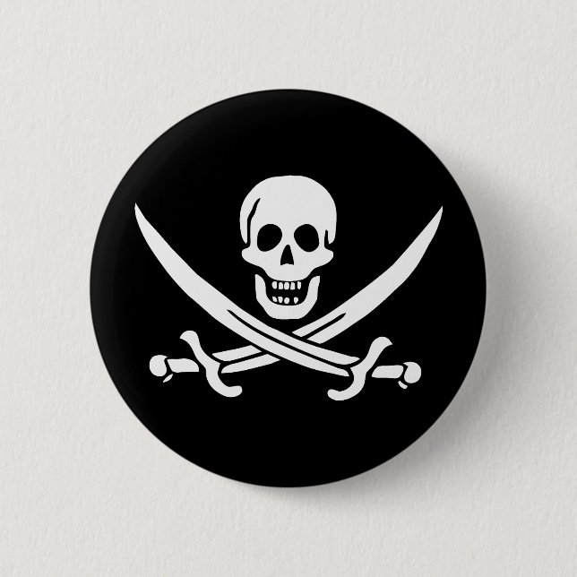 Pirate Flag Skull Crossed Swords 6 Cm Round Badge (Front)