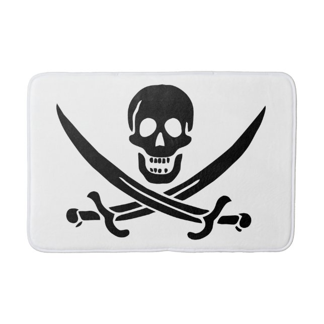 Pirate Flag Skull Crossed Swords Bath Mat (Front)
