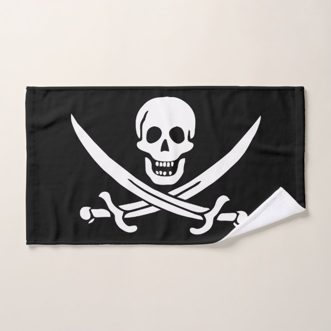 Pirate Flag Skull Crossed Swords Bath Towel Set (Hand Towel)