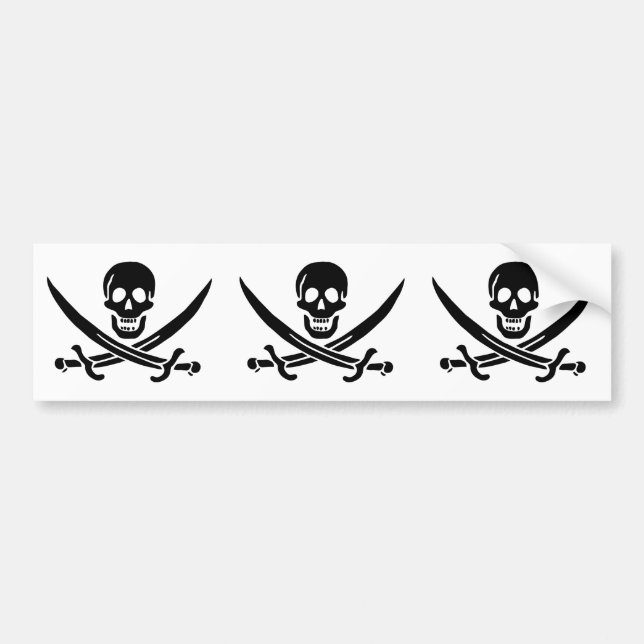 Pirate Flag Skull Crossed Swords Bumper Sticker (Front)