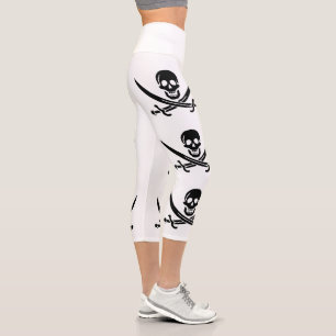 Pirate Flag Skull Crossed Swords Capri Leggings