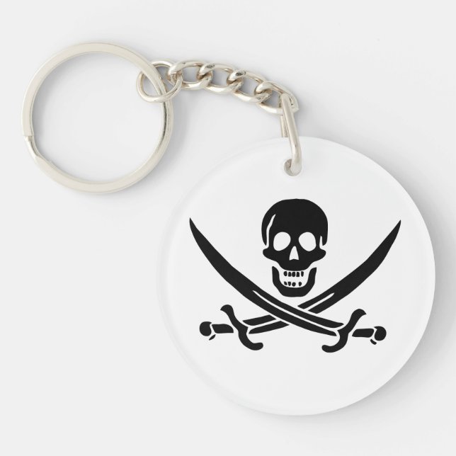 Pirate Flag Skull Crossed Swords Key Ring (Front)
