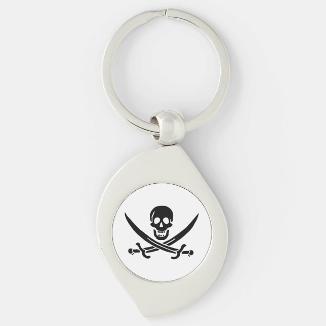 Pirate Flag Skull Crossed Swords Key Ring (Front)