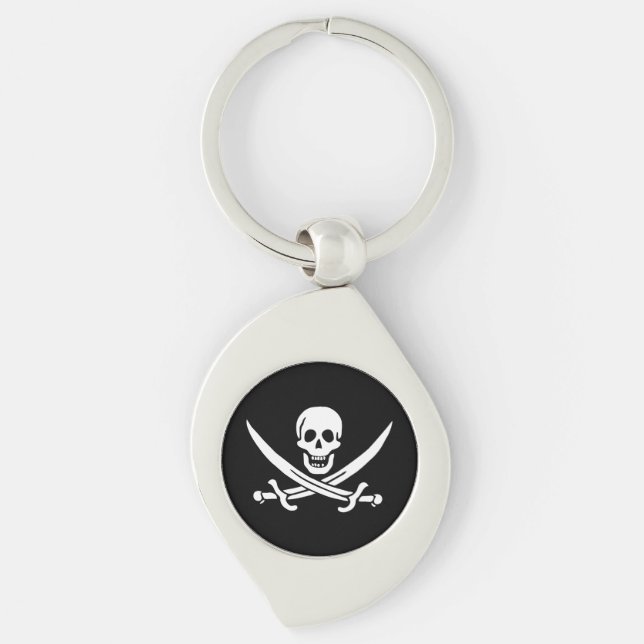 Pirate Flag Skull Crossed Swords Key Ring (Front)