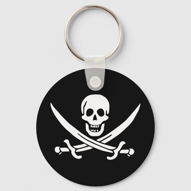 Pirate Flag Skull Crossed Swords Key Ring (Front)