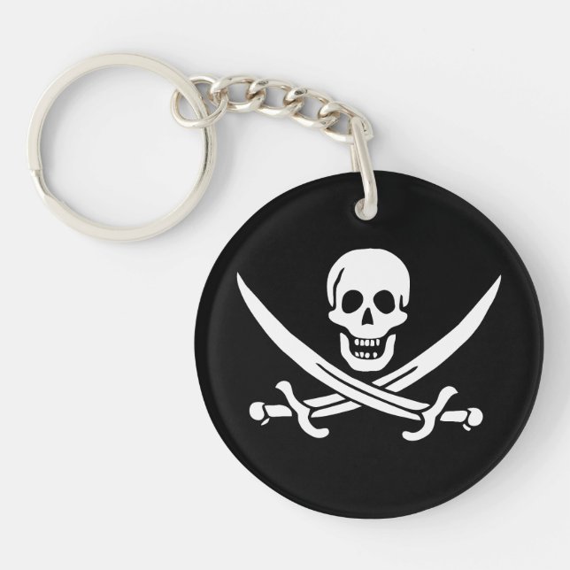 Pirate Flag Skull Crossed Swords Key Ring (Front)