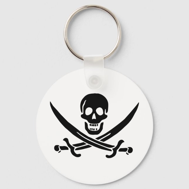 Pirate Flag Skull Crossed Swords Key Ring (Front)