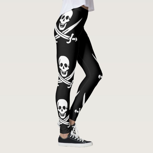 Pirate Flag Skull Crossed Swords Leggings (Right)