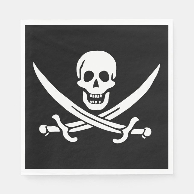 Pirate Flag Skull Crossed Swords Napkin (Front)