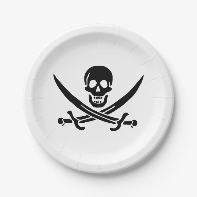 Pirate Flag Skull Crossed Swords Paper Plate (Front)