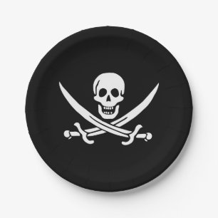 Pirate Flag Skull Crossed Swords Paper Plate