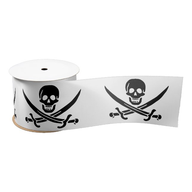 Pirate Flag Skull Crossed Swords Satin Ribbon (Spool)