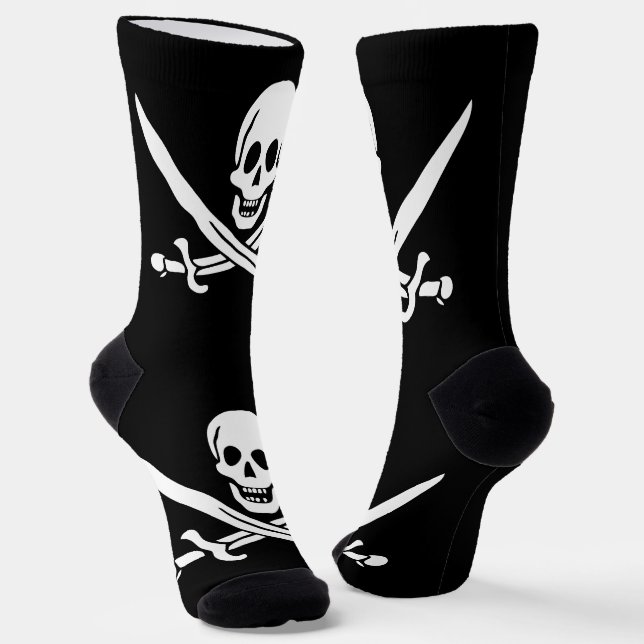 Pirate Flag Skull Crossed Swords Socks (Angled)