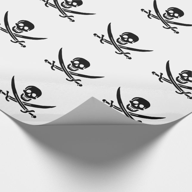 Pirate Flag Skull Crossed Swords Wrapping Paper (Corner)