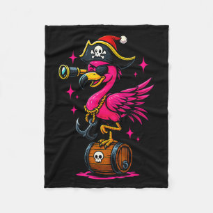 Pirate Flamingo Adventure Map Jolly Roger Hallowee Fleece Blanket