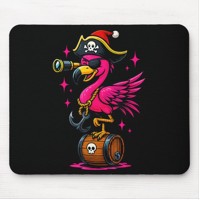 Pirate Flamingo Adventure Map Jolly Roger Hallowee Mouse Mat (Front)