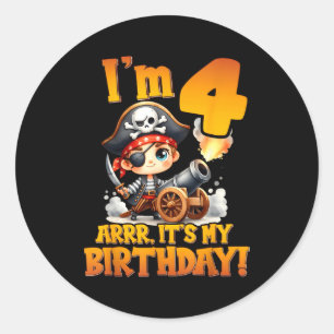 Pirate Fourth Birthday Im 4 Arrr Its My Birthday Classic Round Sticker