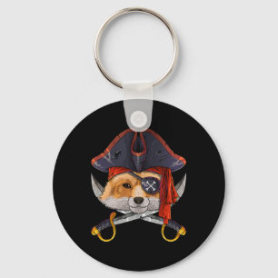 Pirate Fox Jolly Roger Halloween Costume Crossbone Key Ring