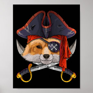 Pirate Fox Jolly Roger Halloween Costume Crossbone Poster