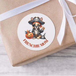 Pirate French Bulldog Halloween Frenchie Mum Classic Round Sticker