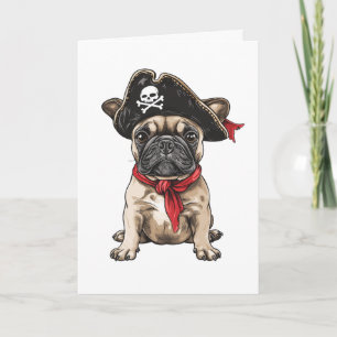 Pirate French Bulldog Skull Crossbones Card