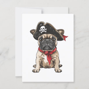 Pirate French Bulldog Skull Crossbones Postcard