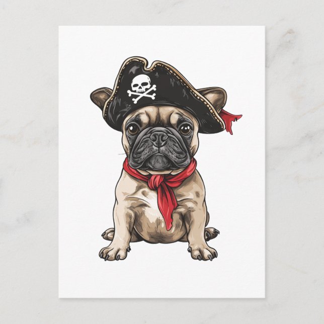 Pirate French Bulldog Skull Crossbones Postcard (Front)