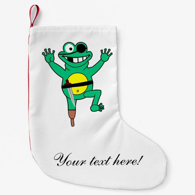 Pirate frog cartoon small christmas stocking (Front)