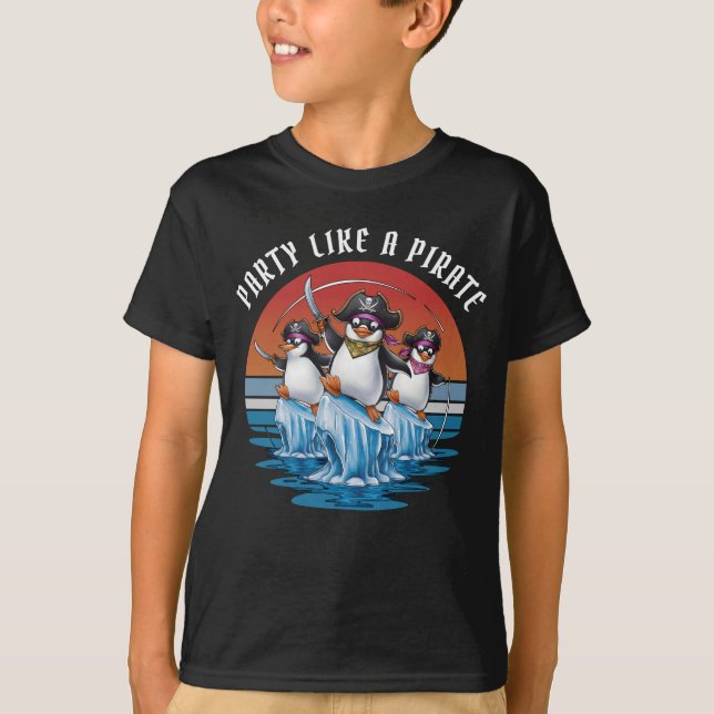 Pirate Funny Penguins Iceberg, Talk Like a Pirate T-Shirt (Front)