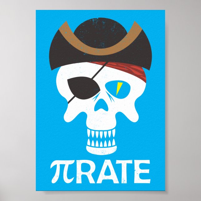 PiRate Funny Pi Day Math Skull Poster (Front)