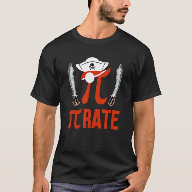 Pirate Funny Pi Symbol Math Lover Matching Teacher T-Shirt (Front)