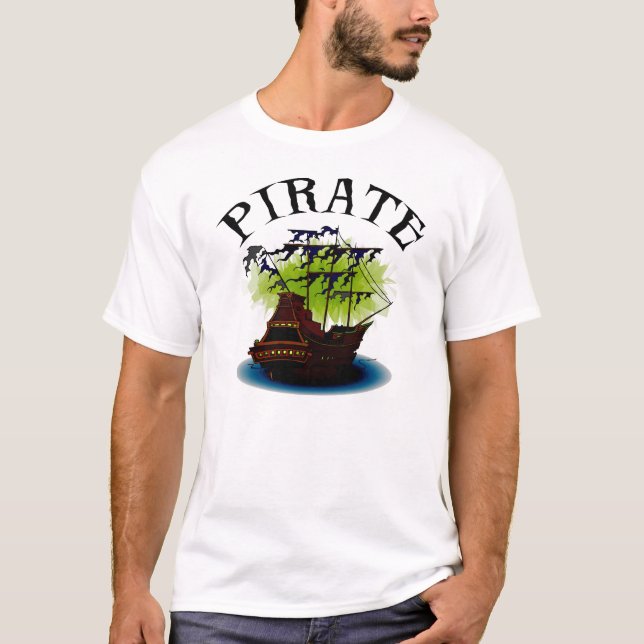 Pirate Ghost Ship Basic Tshirt (Front)