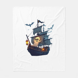 Pirate Ghost Ship � Scary Halloween Tee Fleece Blanket