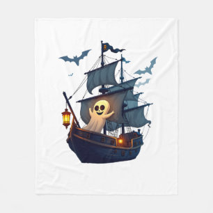 Pirate Ghost Ship � Scary Halloween Tee Fleece Blanket