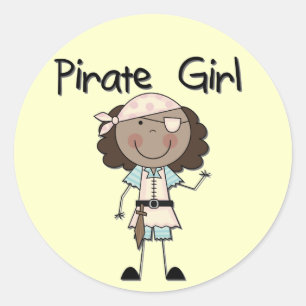 Pirate Girl African American Tshirts and Gifts Classic Round Sticker