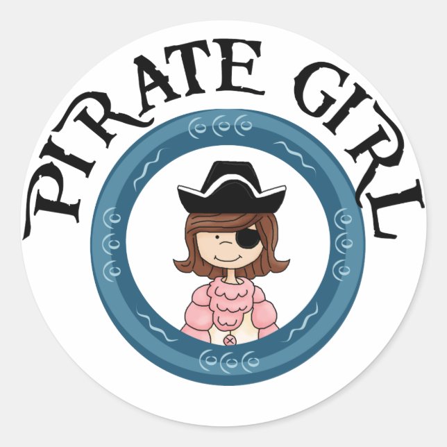 Pirate Girl Classic Round Sticker (Front)