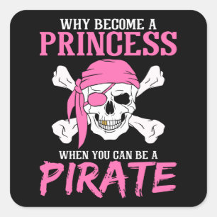 Pirate Girl Pirate Gift Girl Square Sticker