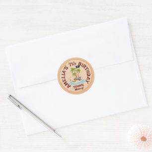 Pirate Girl Treasure Map Fun Birthday Party Classic Round Sticker