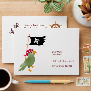 Pirate Girl Treasure Map Fun Birthday Party Envelope