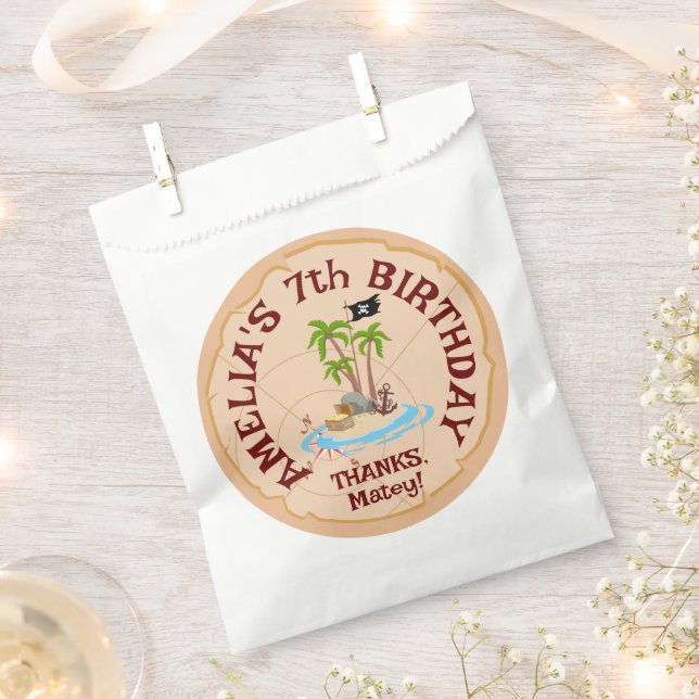 Pirate Girl Treasure Map Fun Birthday Party Favour Bags (Clipped)