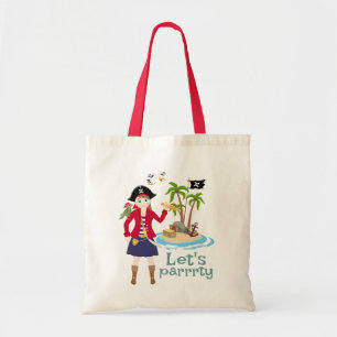 Pirate Girl Treasure Map Fun Birthday Party Tote Bag