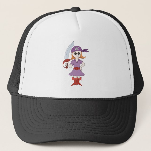 Pirate Girl Trucker Hat (Front)