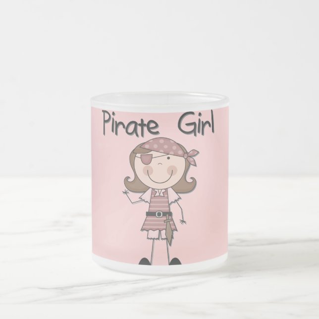 Pirate Girl Tshirts and Gifts Frosted Glass Coffee Mug (Center)