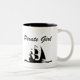 pirate girl Two-Tone coffee mug