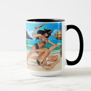 PIRATE GIRLS CATFIGHTING MUG
