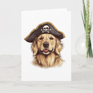 Pirate Golden Retriever Dog Skull Card