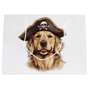 Pirate Golden Retriever Dog Skull Large Gift Bag