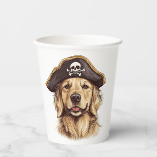 Pirate Golden Retriever Dog Skull Paper Cups