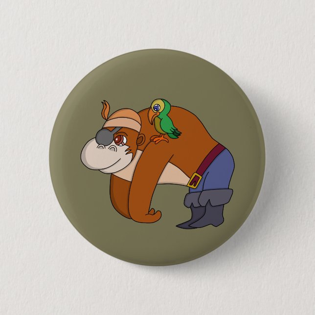 Pirate Gorilla 6 Cm Round Badge (Front)